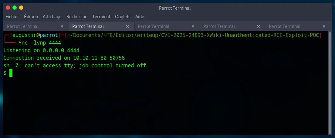 Receiving the reverse shell