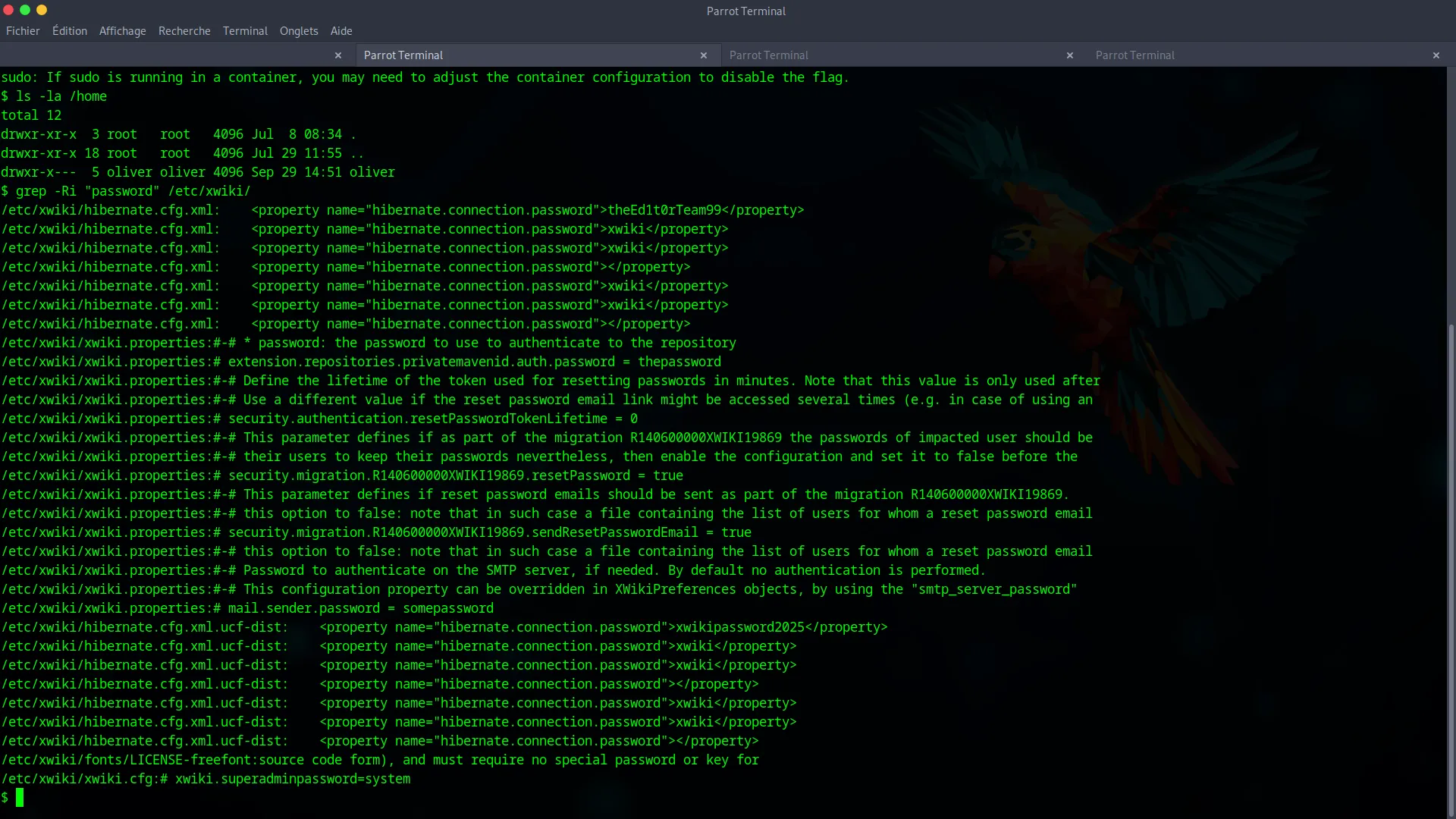 Finding a password in config files
